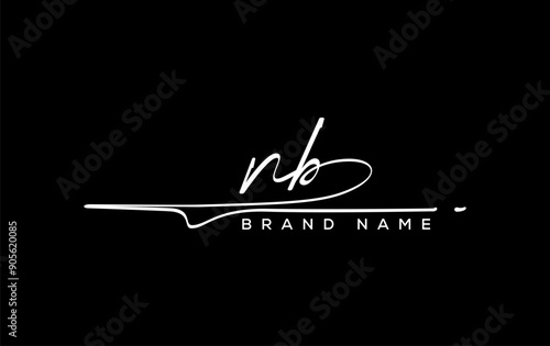 NB letter beauty handwriting vector logo.