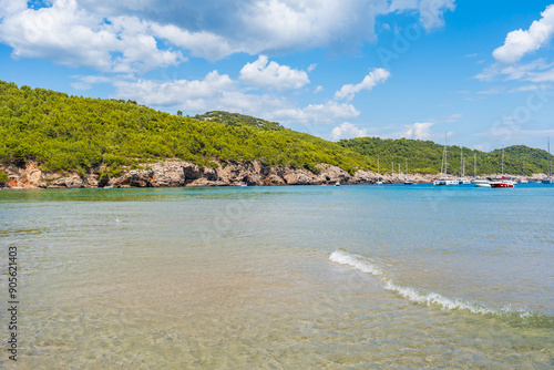 Fototapeta Naklejka Na Ścianę i Meble -  Crystal clear waters of Adriatic Sea around Elaphiti Island Lopud near Dubrovnik. Summer in Croatia