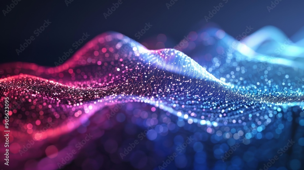 A colorful wave of light with many small dots A colorful wave of light with many small dots
