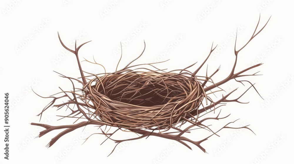 Fototapeta premium illustration, empty nest, hate, flat design, isolated on white background