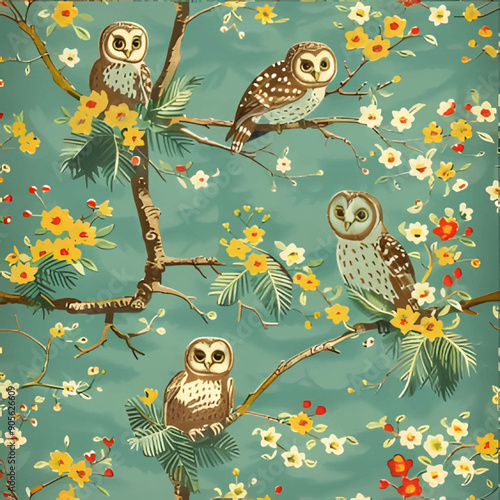 Floral Owl Pattern