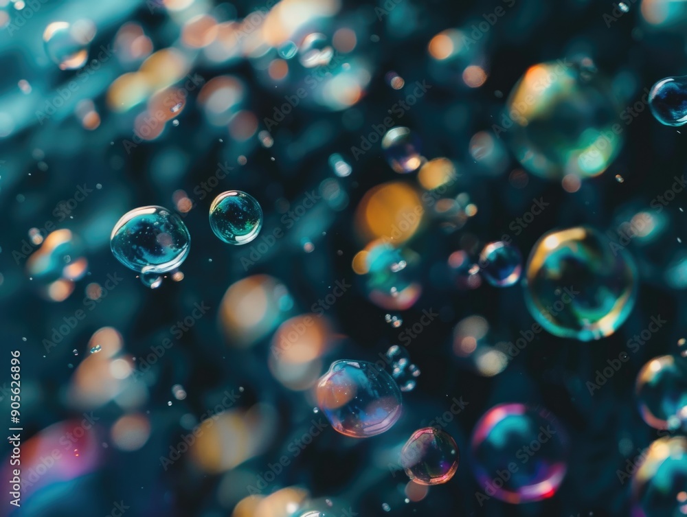 A close up of many colorful bubbles floating in the air. The bubbles are of different sizes and colors, creating a vibrant and lively atmosphere. Concept of joy and playfulness A close up of many colorful bubbles floating in the air. The bubbles are of different sizes and colors, creating a vibrant and lively atmosphere. Concept of joy and playfulness
