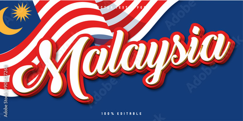 Malaysia Text Effect 3D Style. Editable Text Effect.