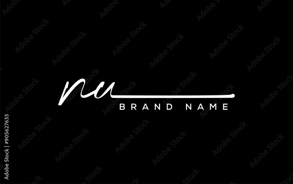 NU letter beauty handwriting vector logo. NU letter beauty handwriting vector logo.