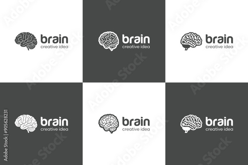 Brain Logo Design Collection. Creative Ideas Logo Collection Human Brain Icon.