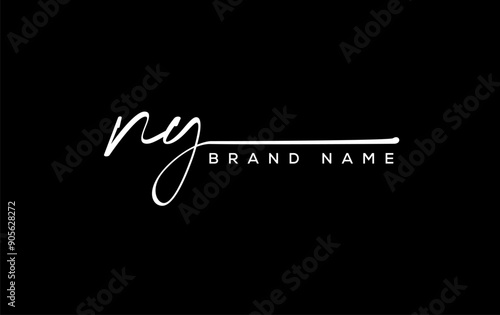 NY letter beauty handwriting vector logo.