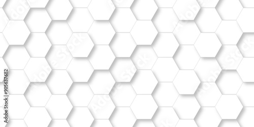 Abstract white 3d hexagon light creative digital concept vector surface grid hexagonal tile and mosaic background. vector illustration geometry science and technology cover web white honeycomb texture