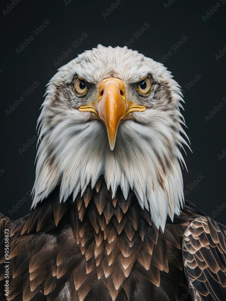 Majestic Bald Eagle Portrait Against Black Background Majestic Bald Eagle Portrait Against Black Background
