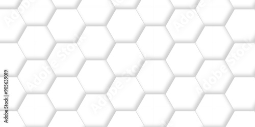 Abstract white 3d hexagon light creative digital concept vector surface grid hexagonal tile and mosaic background. vector illustration geometry science and technology cover web white honeycomb texture