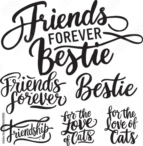 Lettering of Best Friend Together and Forever vector