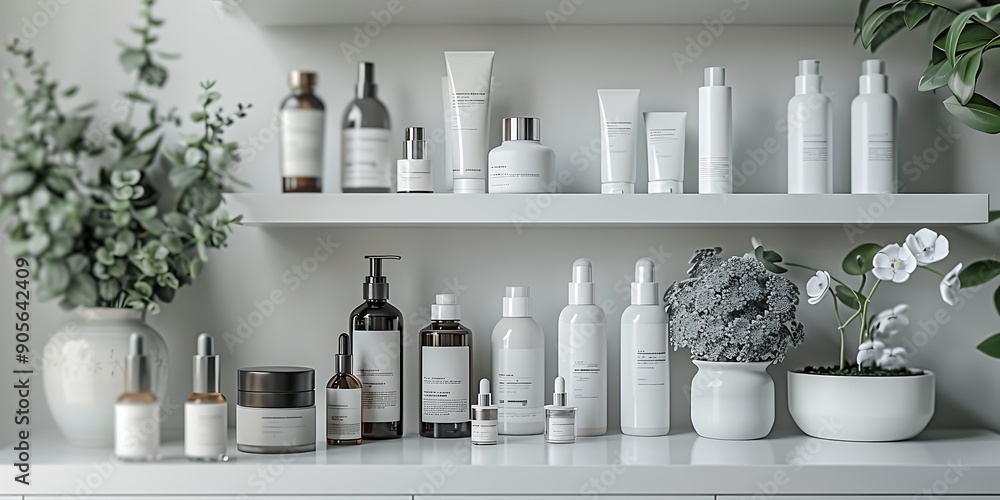 Beauty background with facial cosmetic products. Makeup, skin care concept Beauty background with facial cosmetic products. Makeup, skin care concept