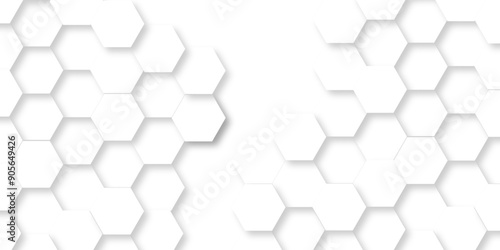 Vector abstract hexagonal futuristic geometric backdrop White background and embossed hexagon , honeycomb white hexagon concept design abstract technology background vector background, or wallpaper.