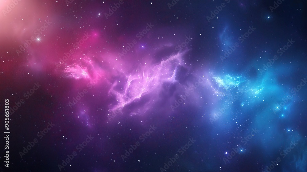 Fototapeta premium Cosmic nebula with vibrant purple and blue hues, stars scattered across the deep space.