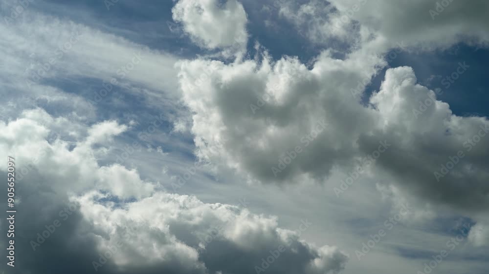 Movements of gas white clouds in the sky during daylight hours Movements of gas white clouds in the sky during daylight hours