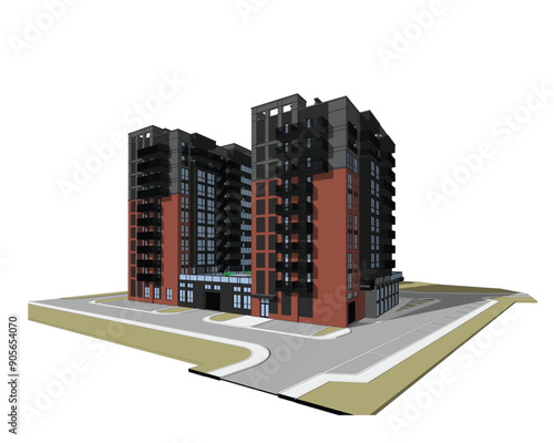 Vector architectural project of a multistory building	

