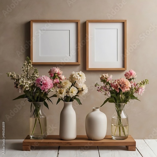White frame with bouquet of baby's breath
