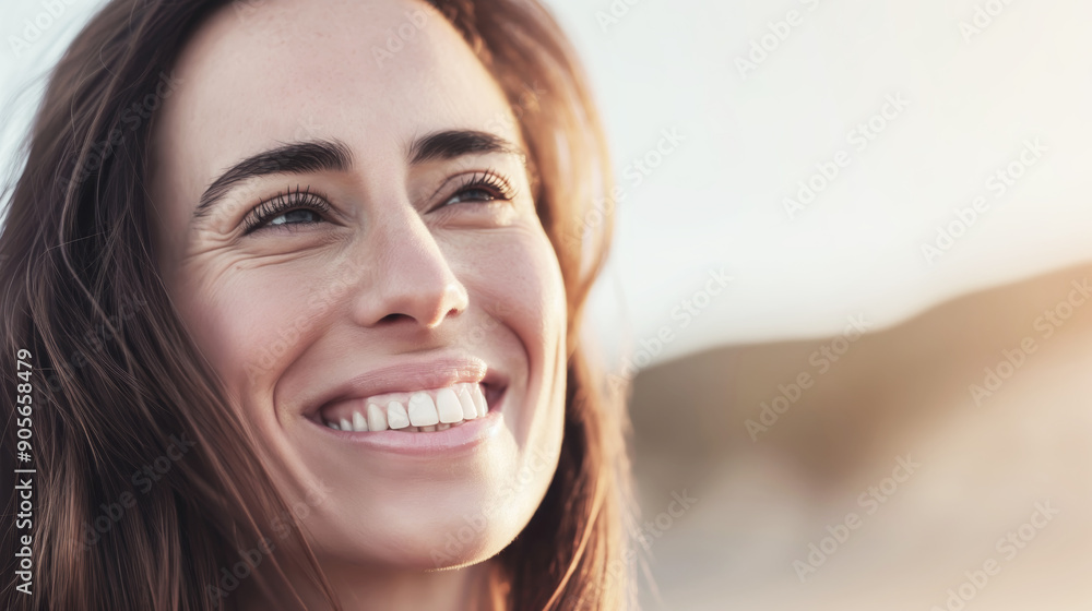 Closeup of smiling positivity woman with happiness, joy authentic expression captured outdoor, natural lighting, serene moment, emotional connection, positive vibes, lifestyle concept Closeup of smiling positivity woman with happiness, joy authentic expression captured outdoor, natural lighting, serene moment, emotional connection, positive vibes, lifestyle concept