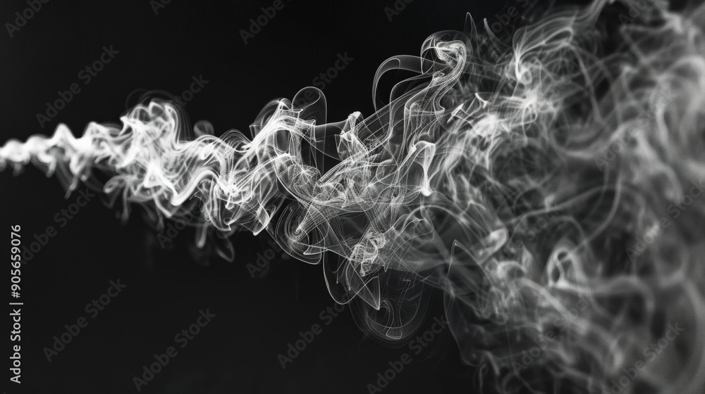 Obraz premium A black and white image of smoke with a white line in the middle