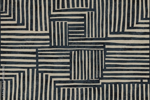 Abstract seamless pattern with stripes forming squares is repeating on a textured background