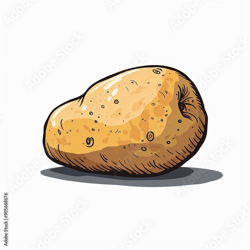 A comic book art paint style of a potato on a white background