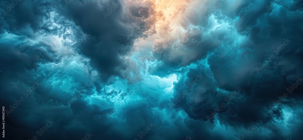 Stormy Sky with Glowing Blue Clouds Stormy Sky with Glowing Blue Clouds