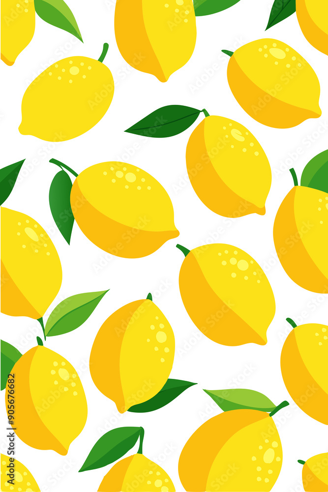 Summer flat pattern with yellow juicy lemons on the white background Summer flat pattern with yellow juicy lemons on the white background