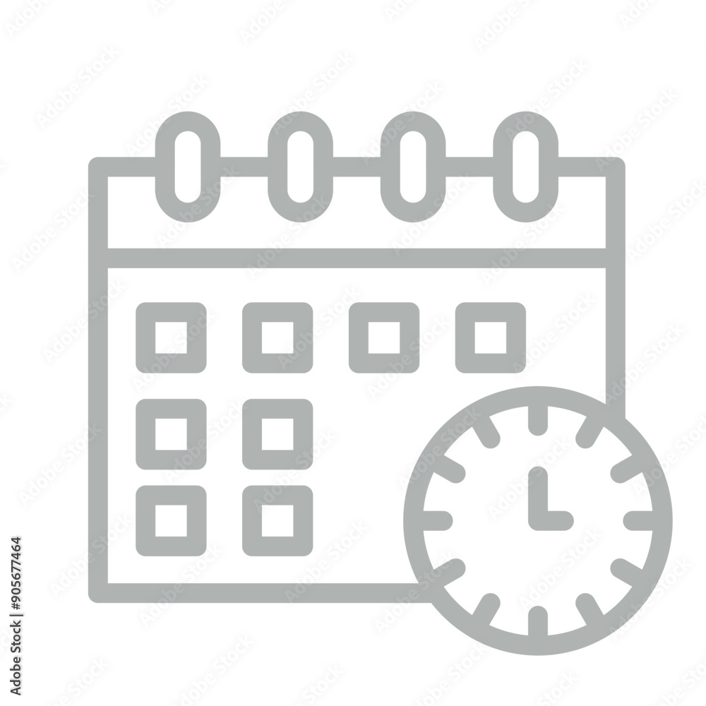 Time Management Vector Line Grey Icon Design Time Management Vector Line Grey Icon Design