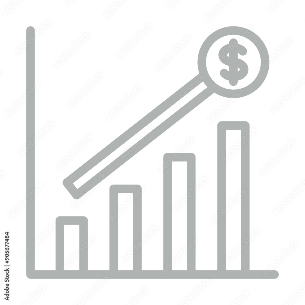 Profit Growth Vector Line Grey Icon Design Profit Growth Vector Line Grey Icon Design