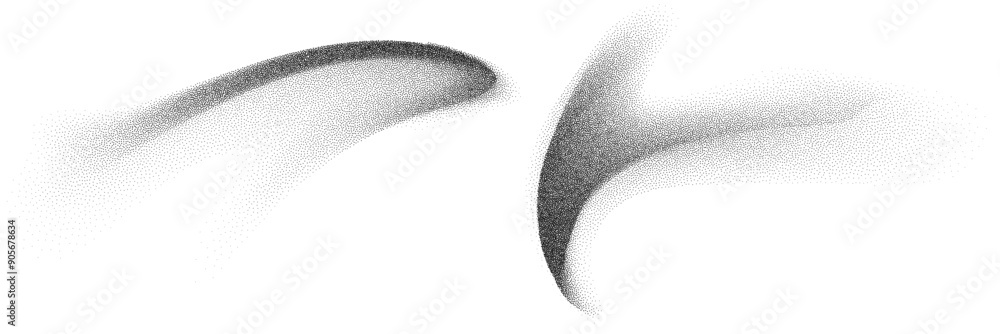 Dotwork abstract shapes, black grain texture, Abstract stipple sand effect, gradient from dots. Vector illustration.