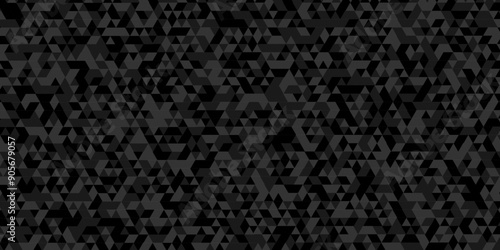  Vector geometric seamless technology gray and black triangle background. Abstract digital grid light pattern black Polygon Mosaic triangle Background, business and corporate background.