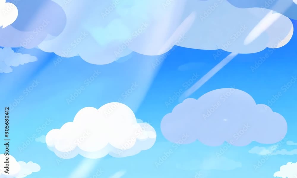 Cartoon Clouds with Sunrays in a Blue Sky Animation
Cartoon Clouds with Sunrays in a Blue Sky Animation