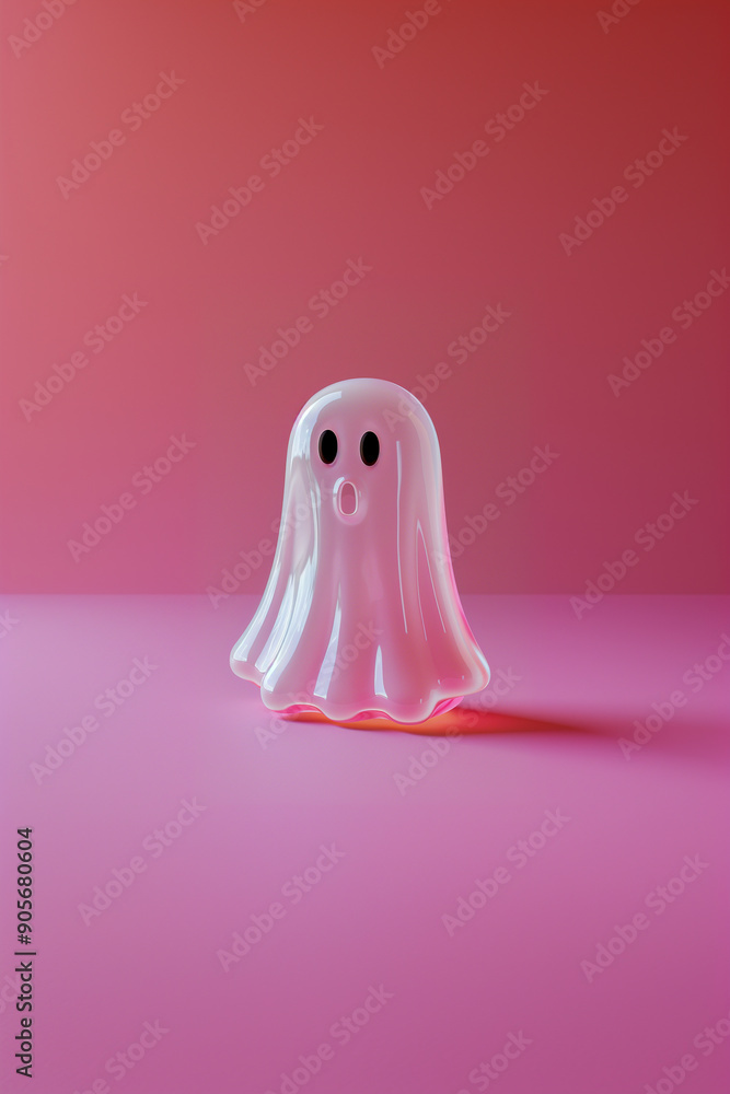 A ghostly figure is standing on a pink background A ghostly figure is standing on a pink background