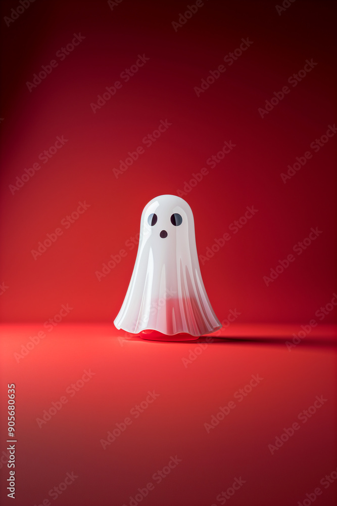 A ghost is standing on a red background A ghost is standing on a red background