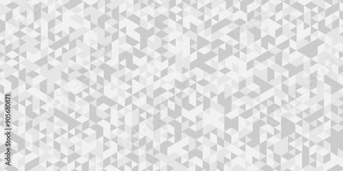 Vector geometric seamless technology gray and white diamond triangle background. Abstract digital grid light pattern white Polygon Mosaic triangle business and corporate background.