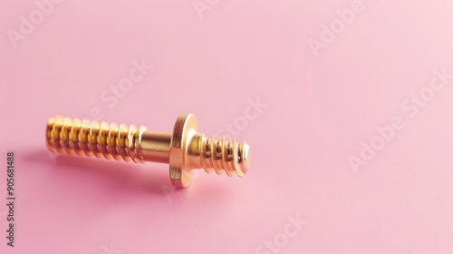 Used gold screw on pink background 