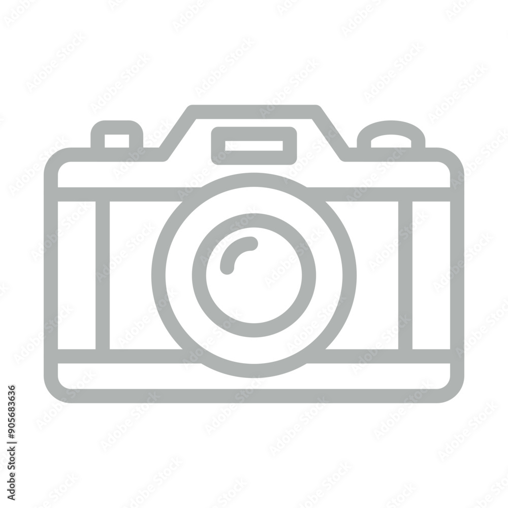 Camera Vector Line Grey Icon Design