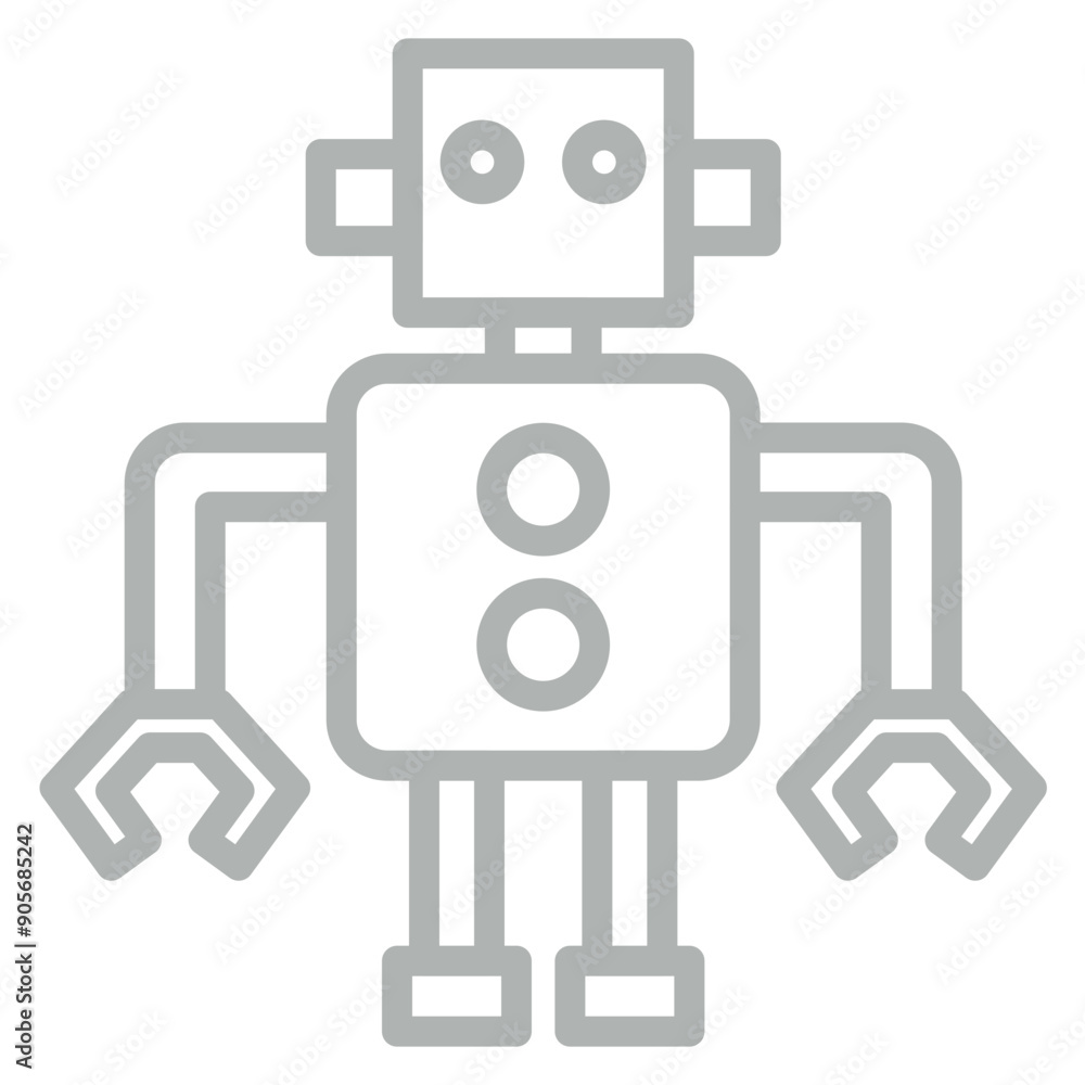Robot Vector Line Grey Icon Design Robot Vector Line Grey Icon Design