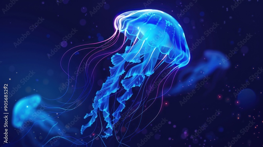 Glowing Jellyfish in the Depths Glowing Jellyfish in the Depths