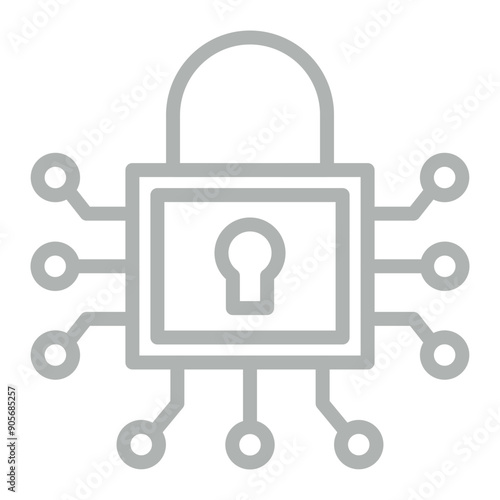 Encryption Vector Line Grey Icon Design