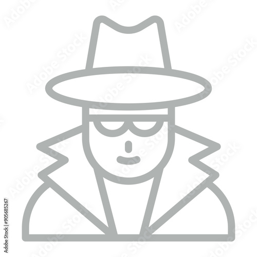 Spy Vector Line Grey Icon Design