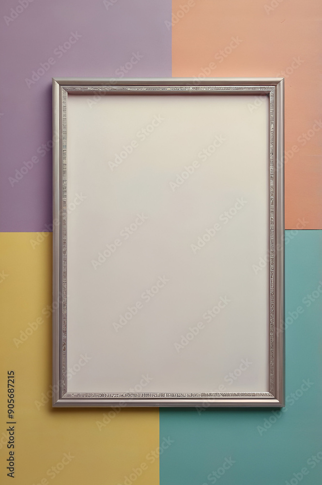 Fototapeta premium illustration of an empty frame with white space inside surrounded by a varied combination of bright colors