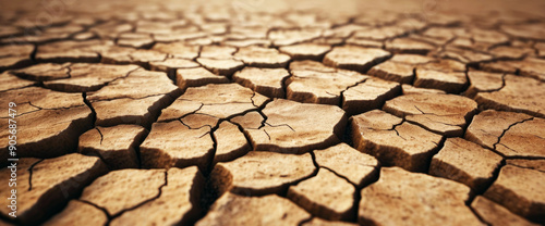 Background and texture of cracked dry earth. Panorama. photo