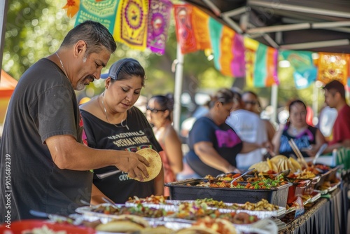 Man and Woman Serving Food at a Food Stall