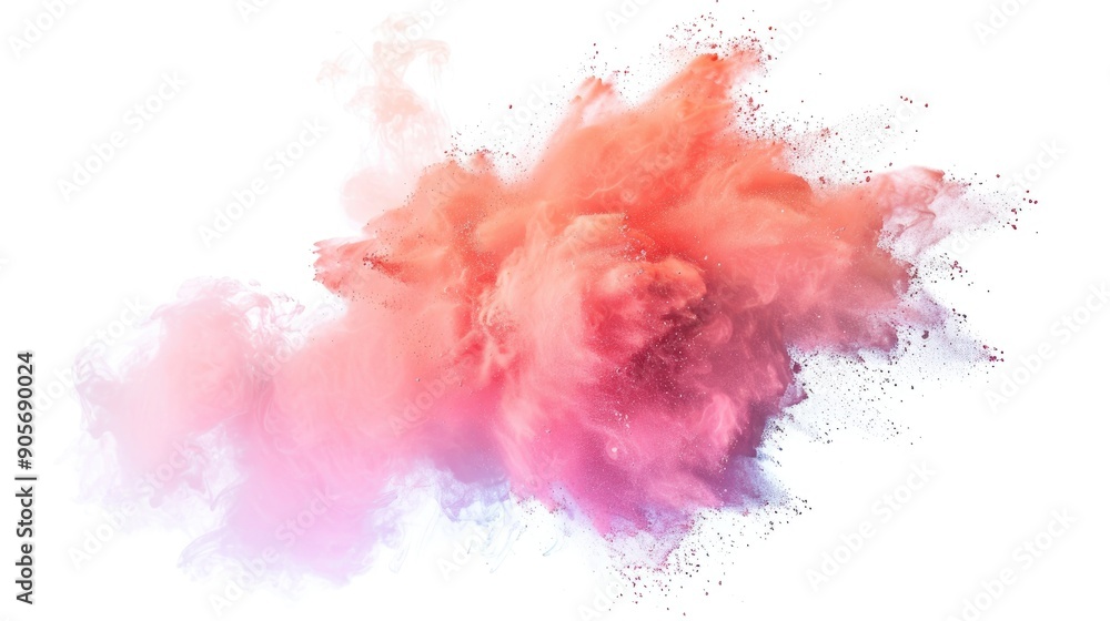 Vibrant powder burst frozen on white background Vibrant powder burst frozen on white background