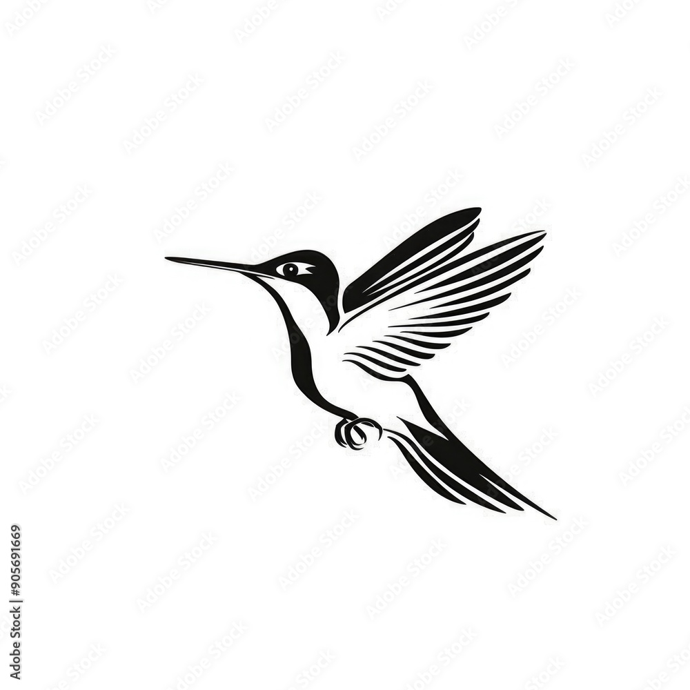 Hummingbird Line Art. Silhouette of Abstract Bird Logo in Trendy Line Style Hummingbird Line Art. Silhouette of Abstract Bird Logo in Trendy Line Style