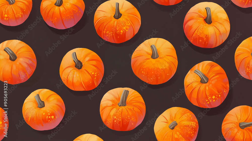 Autumn pattern. Halloween pumpkins minimal background Autumn pattern. Halloween pumpkins minimal background