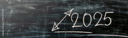 Chalkboard Arrow Pointing Toward Year 2025