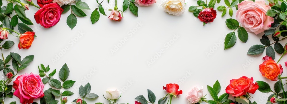 Floral Frame with Red and Pink Roses Floral Frame with Red and Pink Roses