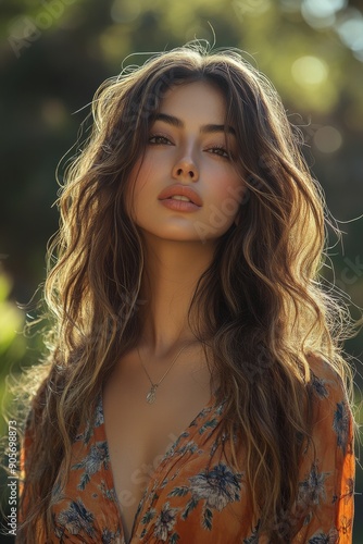 A Middle Eastern woman with long wavy hair.