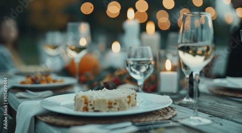 Elegant Autumn Table Setting With Pumpkins and Candlelight for a Festive Gath...